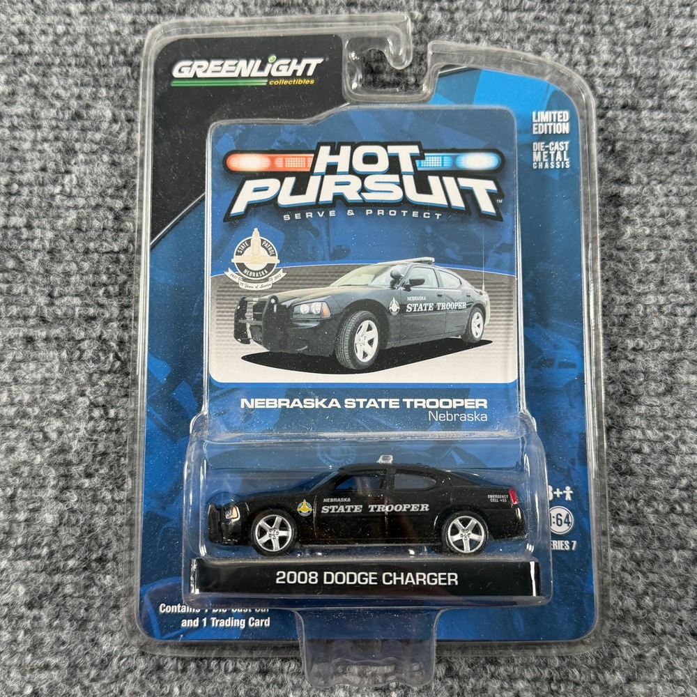 Greenlight 2008 Dodge Charger Nebraska State Trooper Black 1:64 Diecast Car New